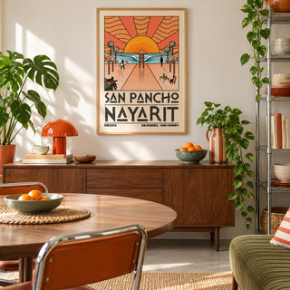San Pancho Nayarit Print shown in a creative city apartment (frame not included)