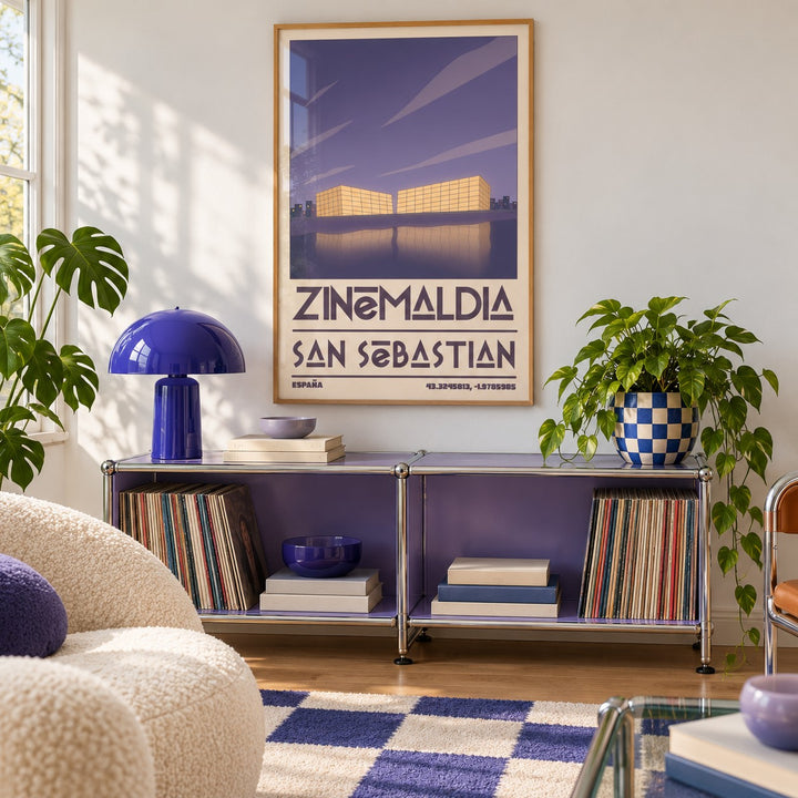San Sebastian Wall Art shown in a playful living room with a modular console (frame not included)