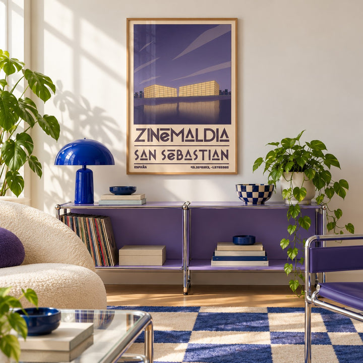San Sebastian Wall Art shown in a retro lounge corner (frame not included)