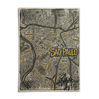 Sao Paulo Map Art, shown as an unframed paper print on a plain white background