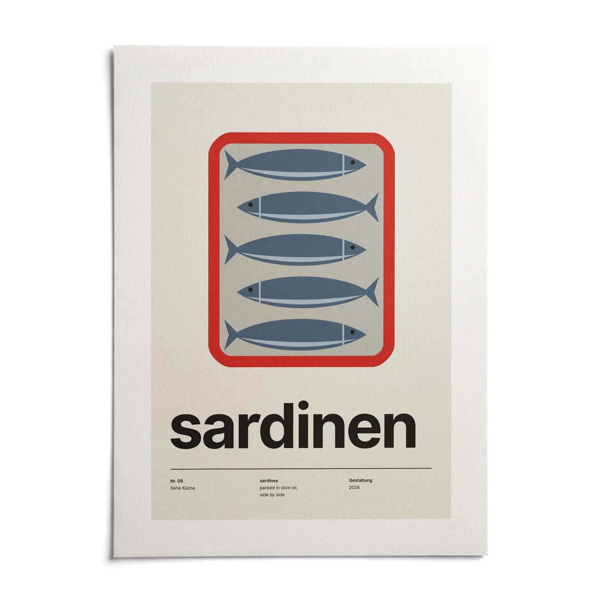 Sardine Print, shown as an unframed paper print on a plain white background