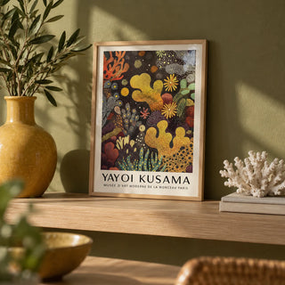 Sea Life Art, a small A4 framed print leaning on a pale oak shelf in a living room