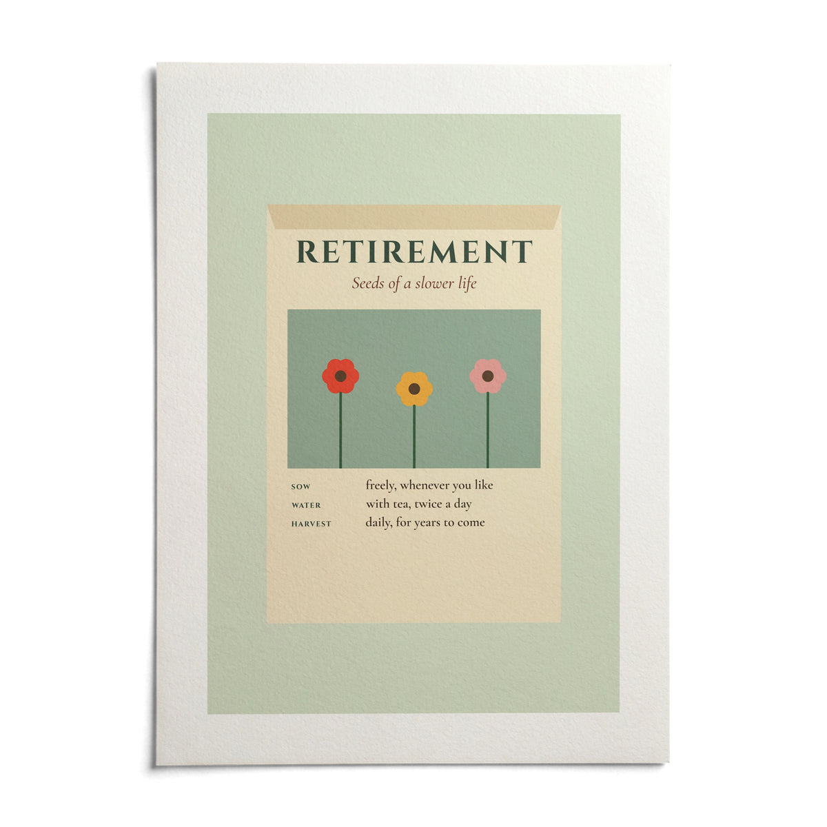 Seed Packet Poster, shown as an unframed paper print on a plain white background