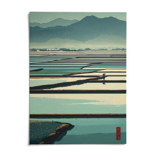 Serene Rice Field Poster, shown as an unframed paper print on a plain white background