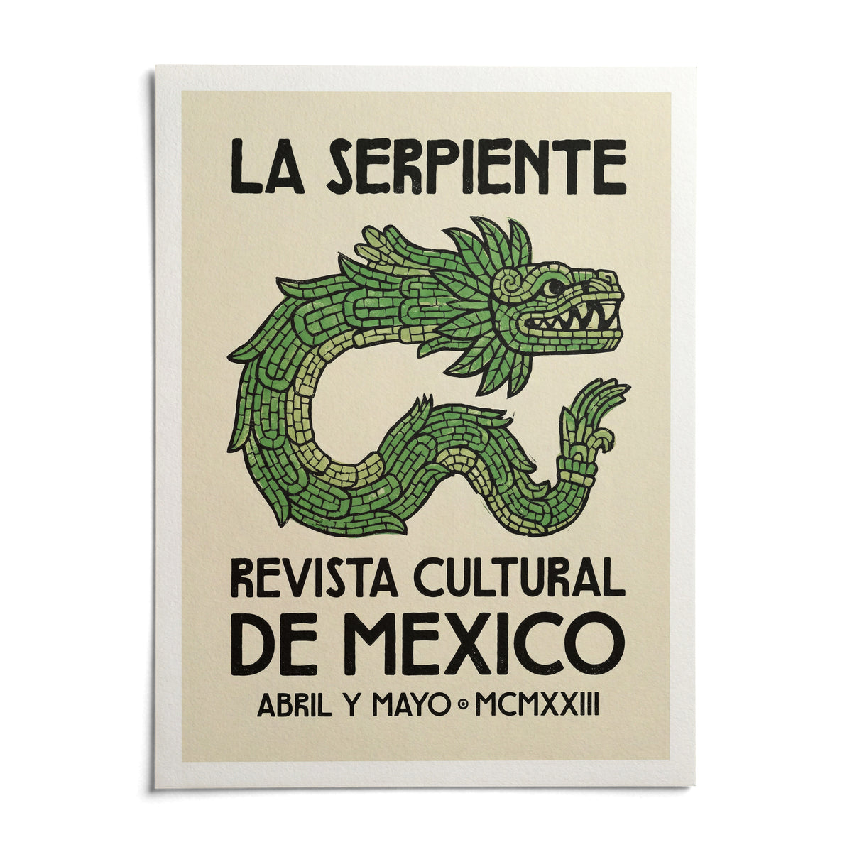 Serpent Cultural Art Print, shown as an unframed paper print on a plain white background