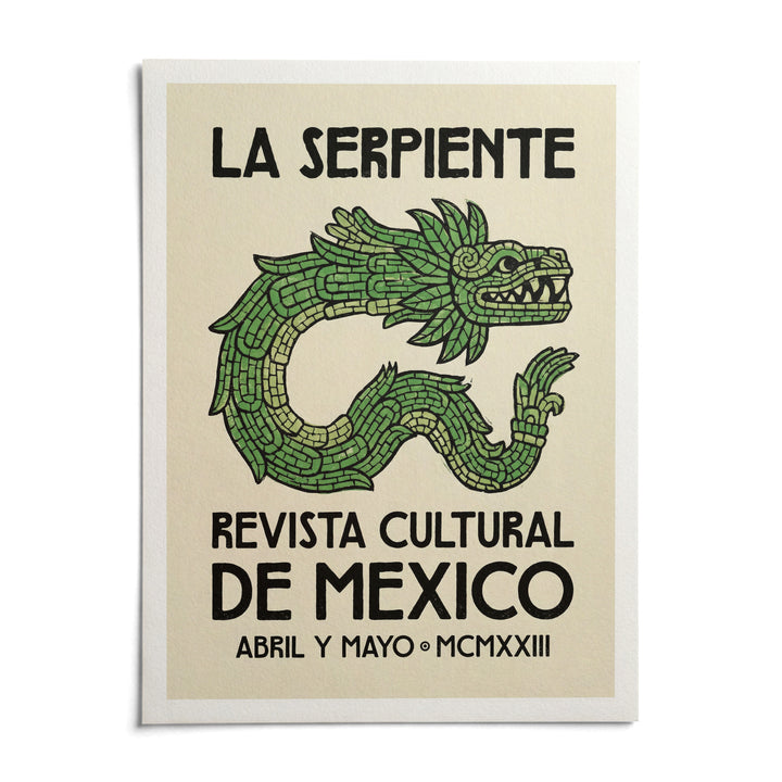 Serpent Cultural Art Print, shown as an unframed paper print on a plain white background