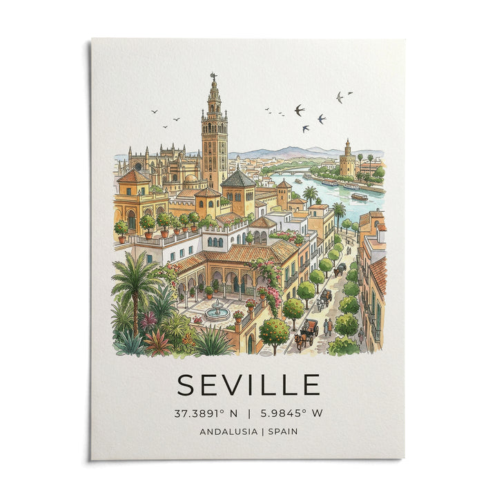 Seville Art Print, shown as an unframed paper print on a plain white background