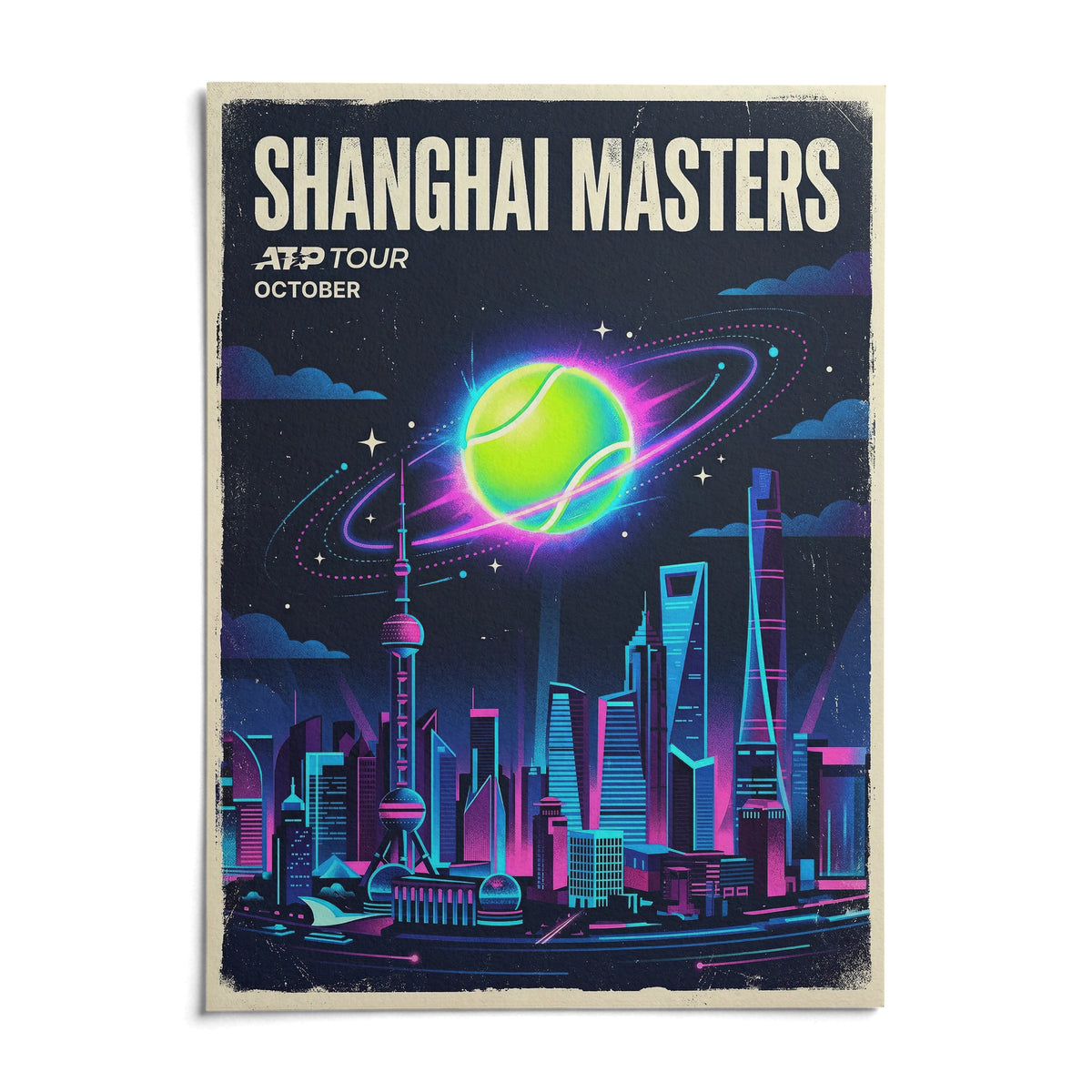 Shanghai Masters Tennis Print, shown as an unframed paper print on a plain white background
