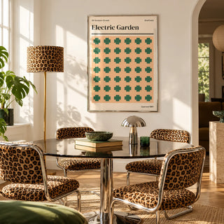 Sheffield Print, framed on the wall of a bright white dining room in strong afternoon sun