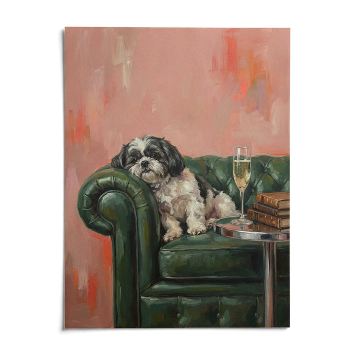 Shih Tzu Dog Print, shown as an unframed paper print on a plain white background