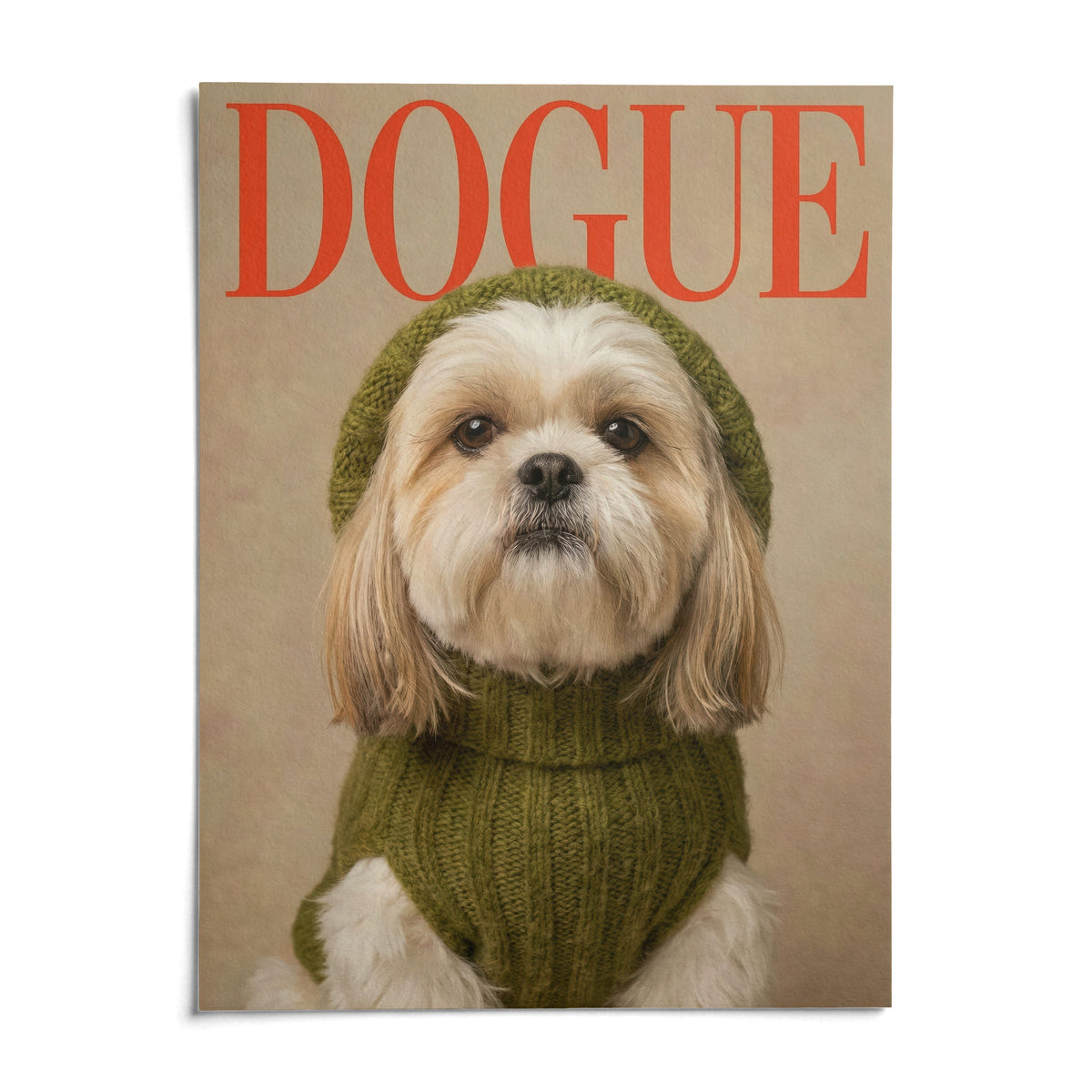 Shih Tzu Wall Print, shown as an unframed paper print on a plain white background