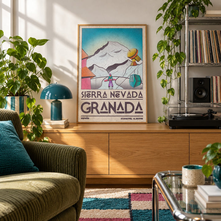 Sierra Nevada Art Print shown in a creative reading corner (frame not included)