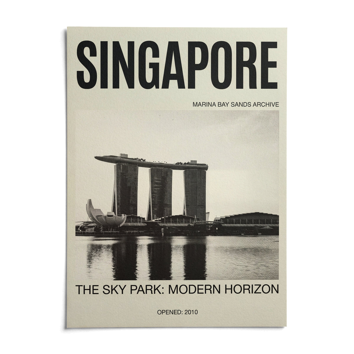 Singapore Modern Architecture Art Print, shown as an unframed paper print on a plain white background