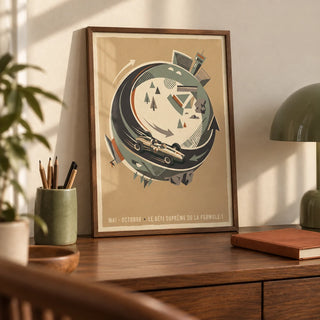 Single Seater Race Car Wall Art, a small A4 framed print leaning on a walnut desk