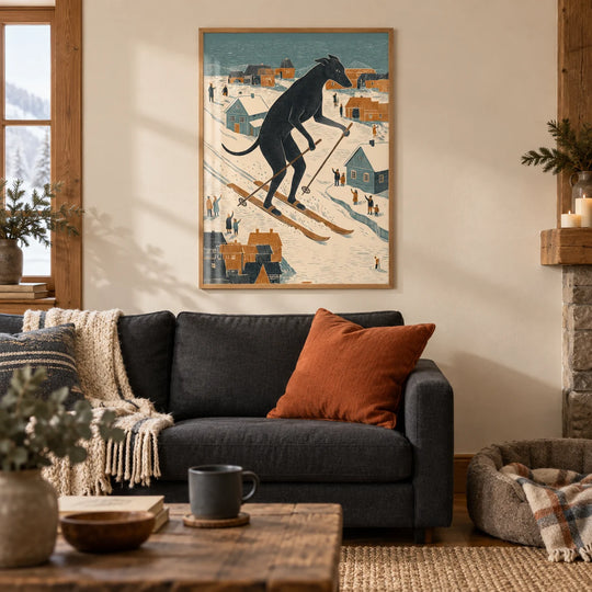 Skiing Dog Poster