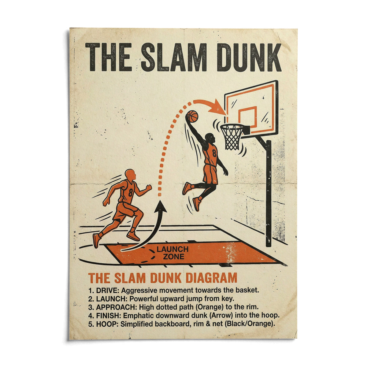 Slam Dunk Diagram Art, shown as an unframed paper print on a plain white background