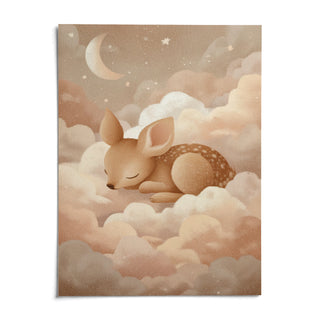 Sleeping Deer Wall Art, shown as an unframed paper print on a plain white background