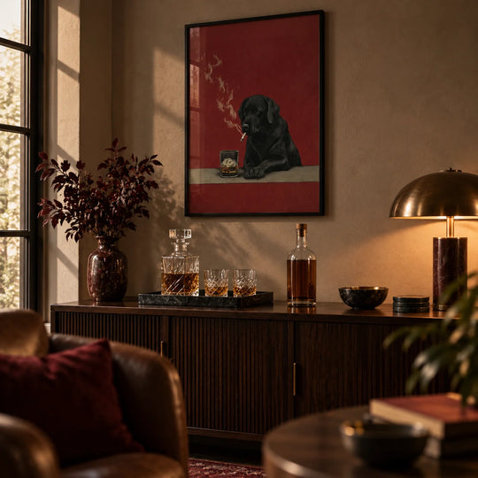 Kunst vom rauchenden Hund