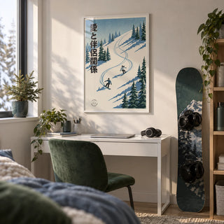 Snowboarding Wall Art, framed on the wall of a teen bedroom (15-17)