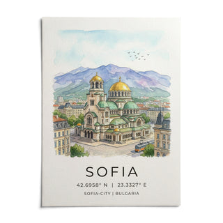 Sofia City Art Print, shown as an unframed paper print on a plain white background