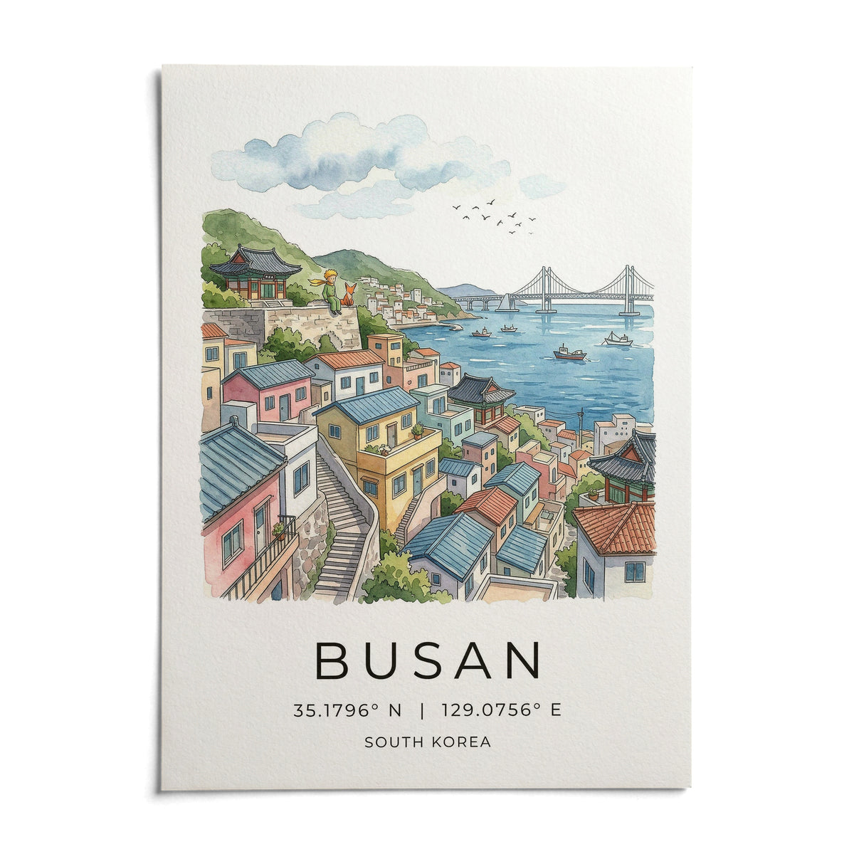 South Korea Art Print, shown as an unframed paper print on a plain white background