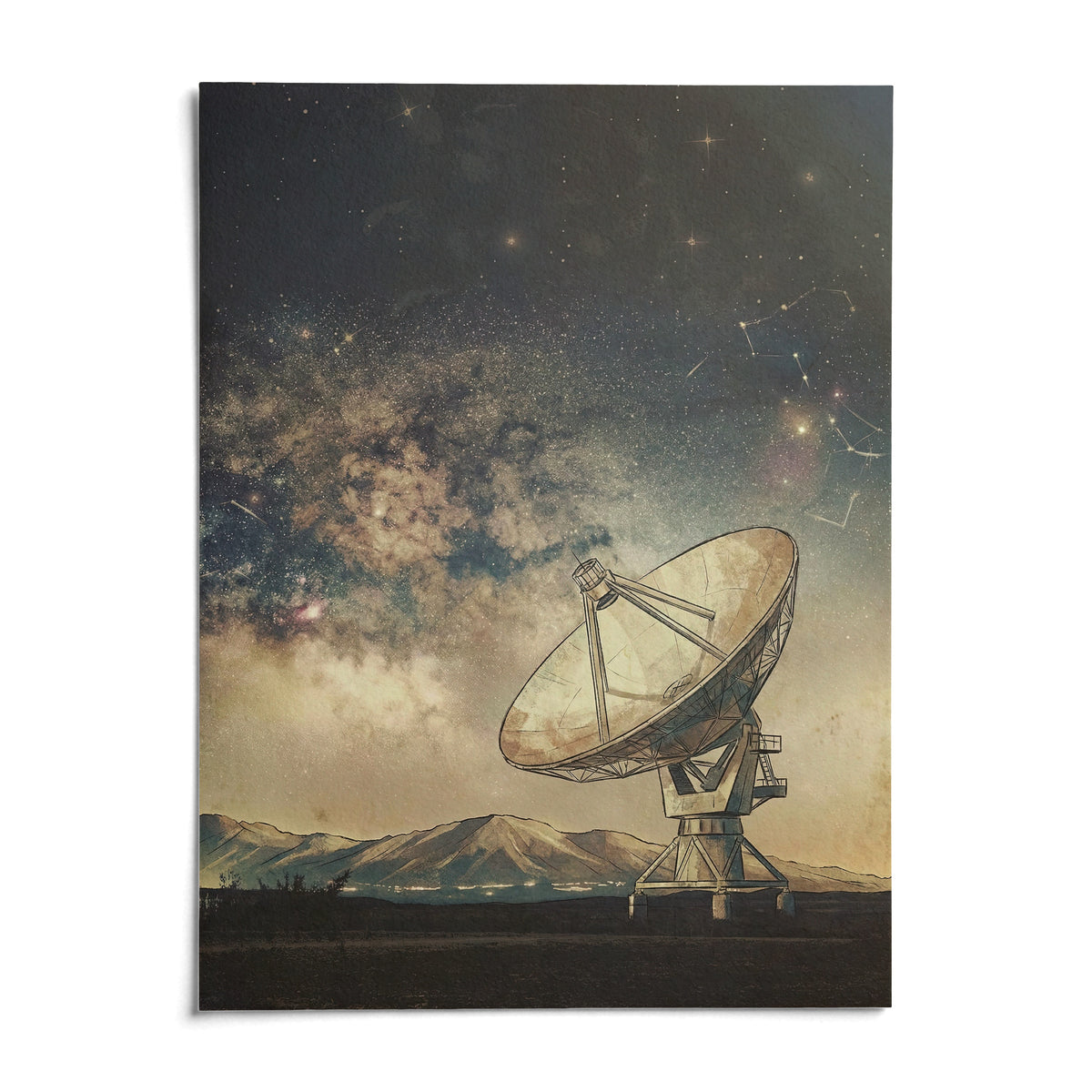 Satellite Art, shown as an unframed paper print on a plain white background