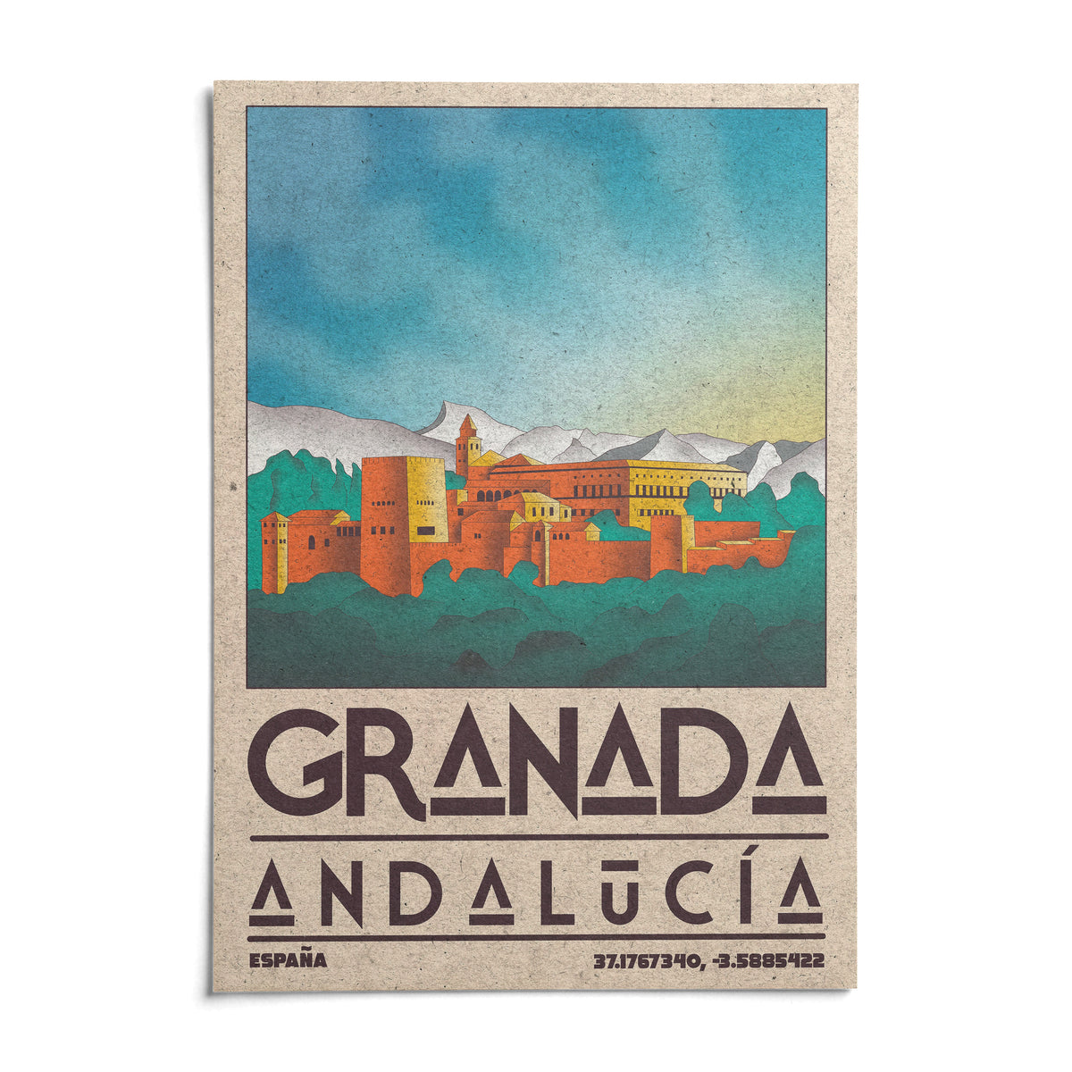 Spanish City Poster, shown as an unframed paper print on a plain white background
