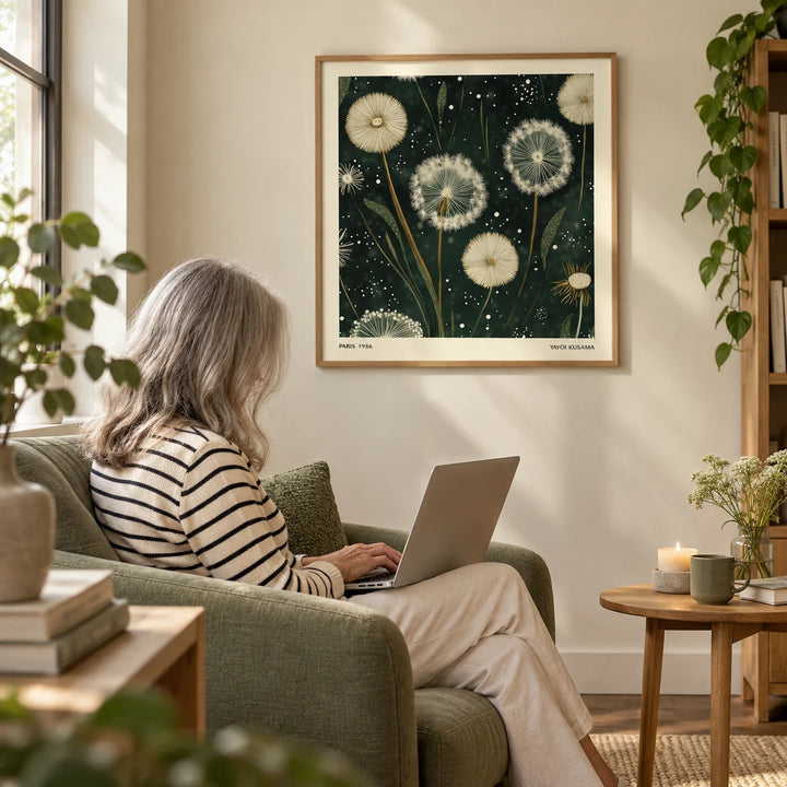 Square Wall Art, framed on the wall of a quiet reading corner with a cream wall in a living room