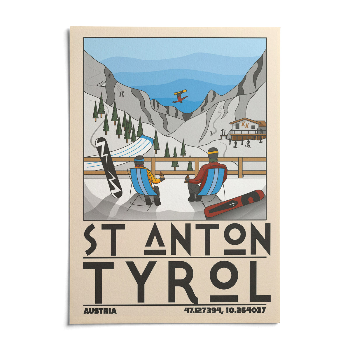 St Anton Tyrol Art Print, shown as an unframed paper print on a plain white background