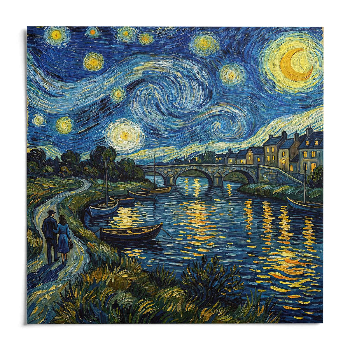 Starry Night Art Print, shown as an unframed paper print on a plain white background