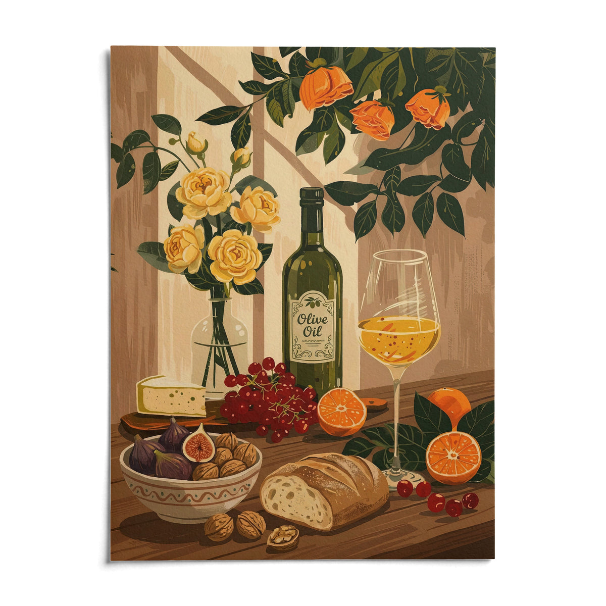 Still Life Kitchen Art, shown as an unframed paper print on a plain white background