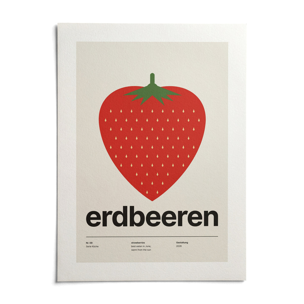 Strawberry Print, shown as an unframed paper print on a plain white background