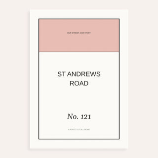Street Name Family Personal, shown as an unframed paper print on a plain white background
