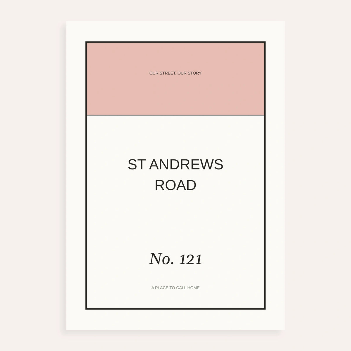 Street Name Family Personal, shown as an unframed paper print on a plain white background