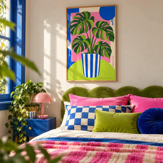 Monstera in vaso a righe