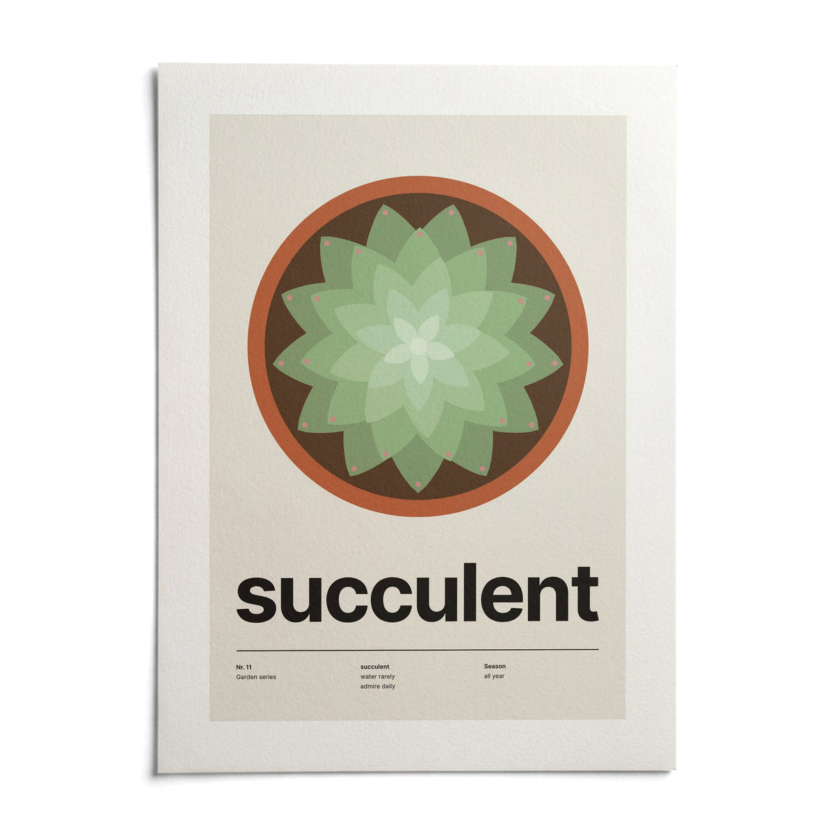Succulent Print, shown as an unframed paper print on a plain white background