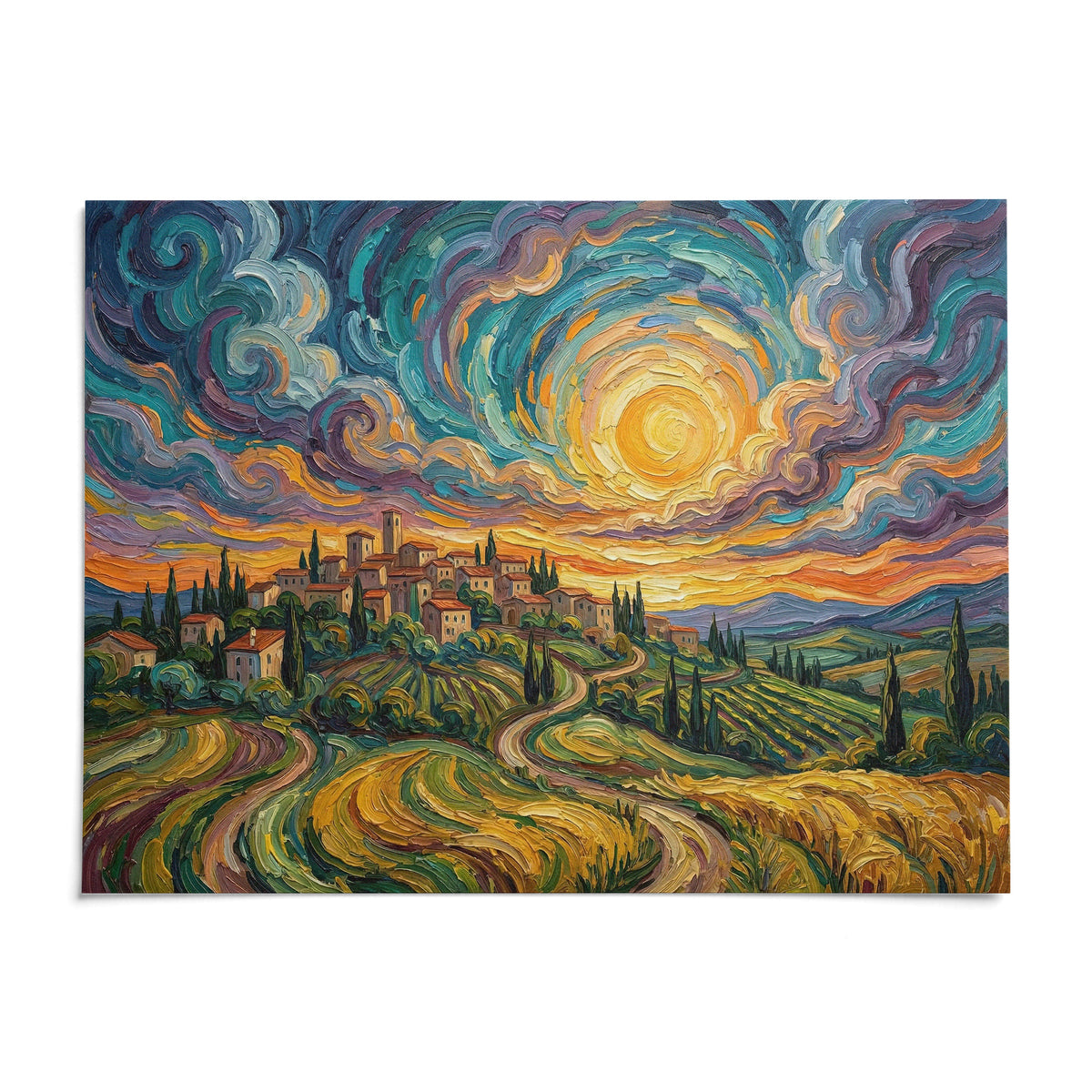 Sunset Scenery Wall Art, shown as an unframed paper print on a plain white background