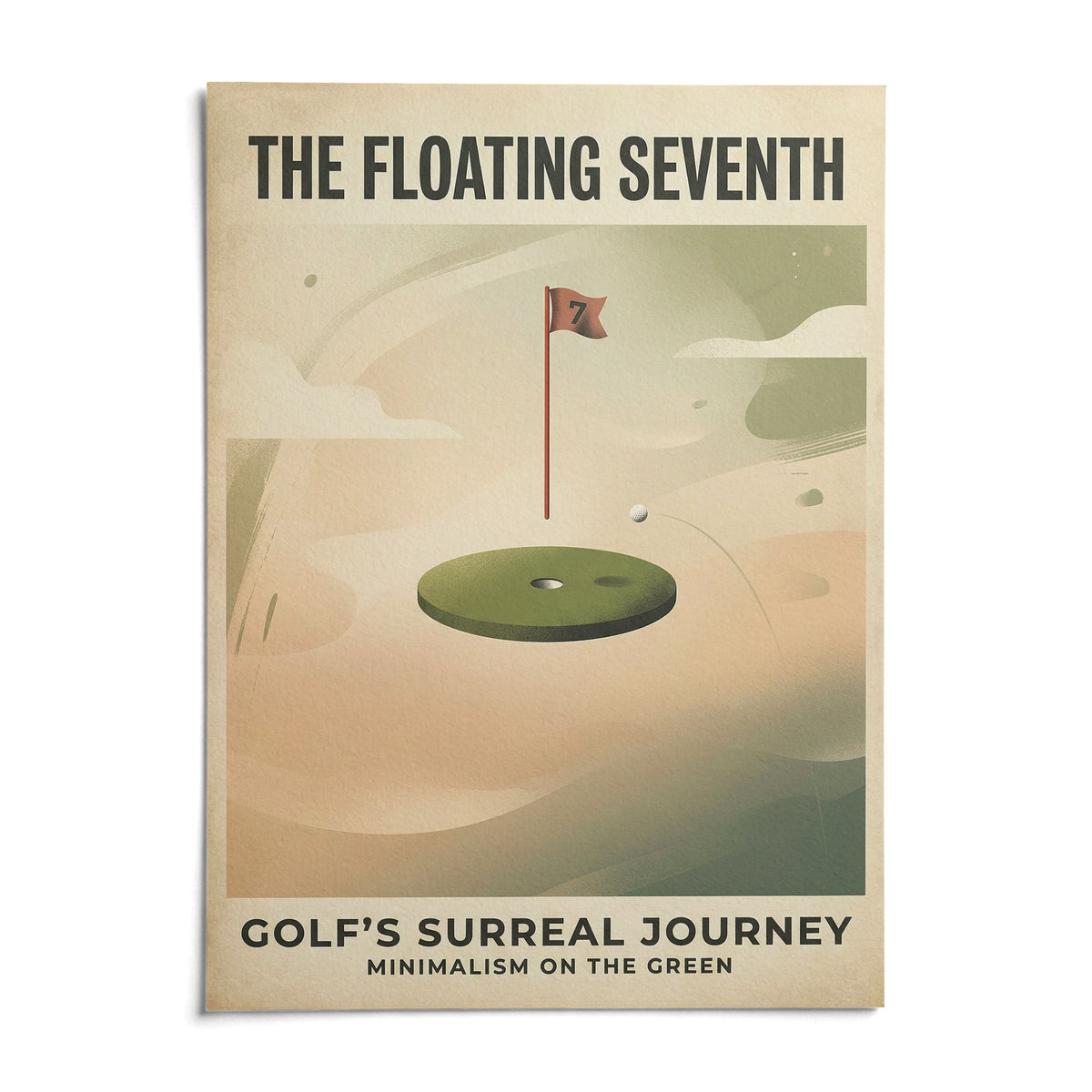 Surreal Golf Art Print, shown as an unframed paper print on a plain white background