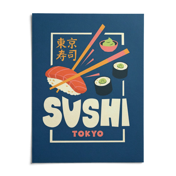 Sushi Wall Art, shown as an unframed paper print on a plain white background