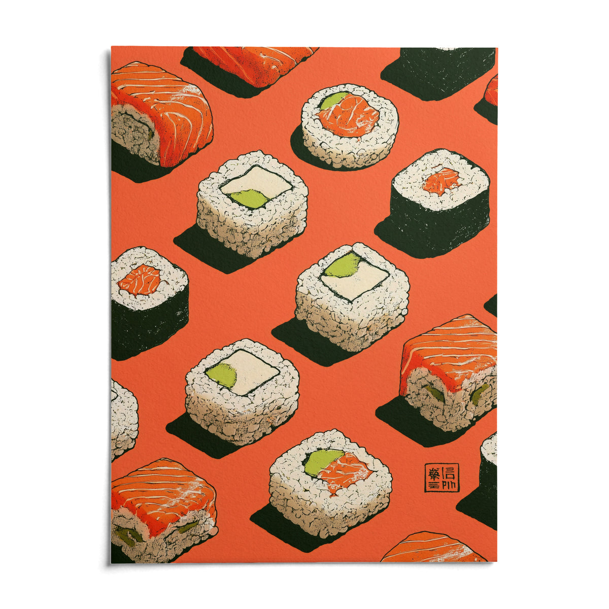 Sushi Wall, shown as an unframed paper print on a plain white background