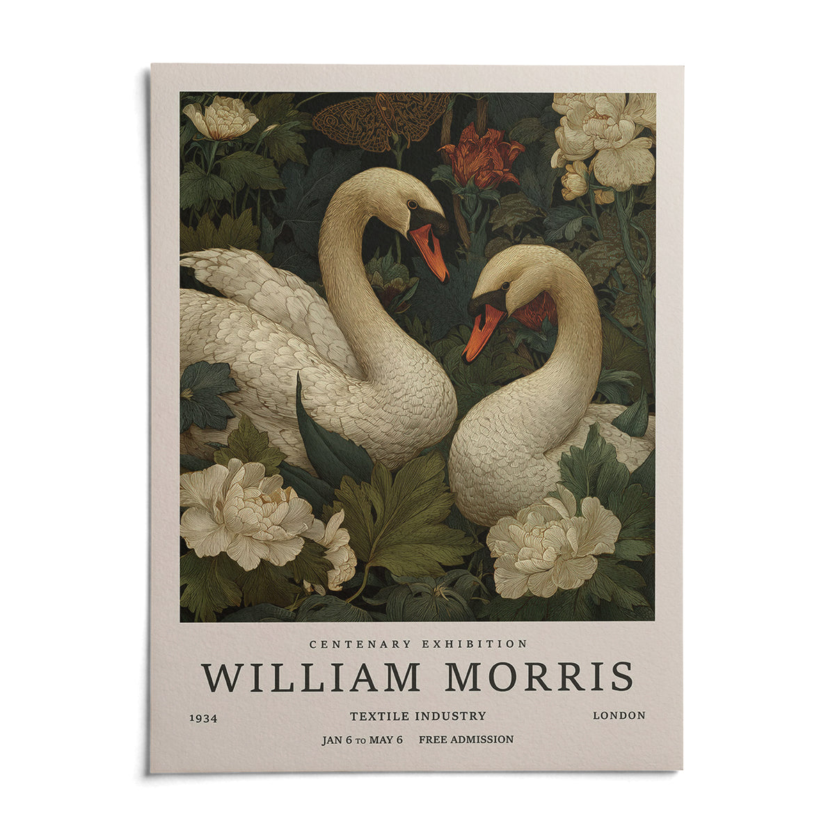 Swan Wall Art, shown as an unframed paper print on a plain white background