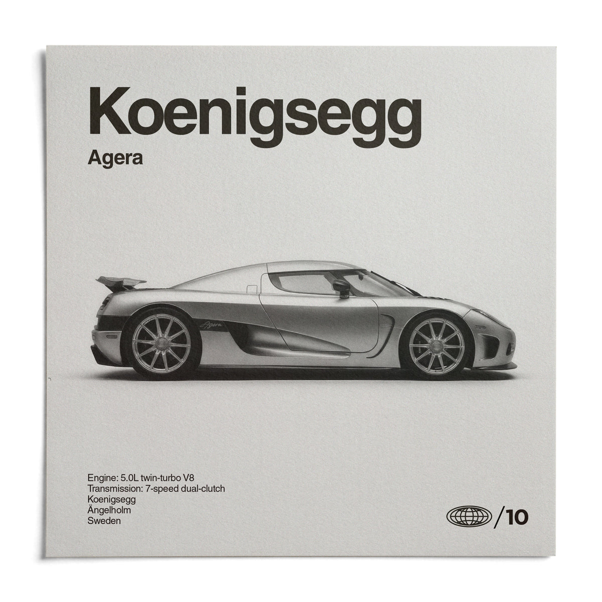 Swedish Hypercar Poster, shown as an unframed paper print on a plain white background