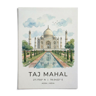 Taj Mahal Art Print, shown as an unframed paper print on a plain white background