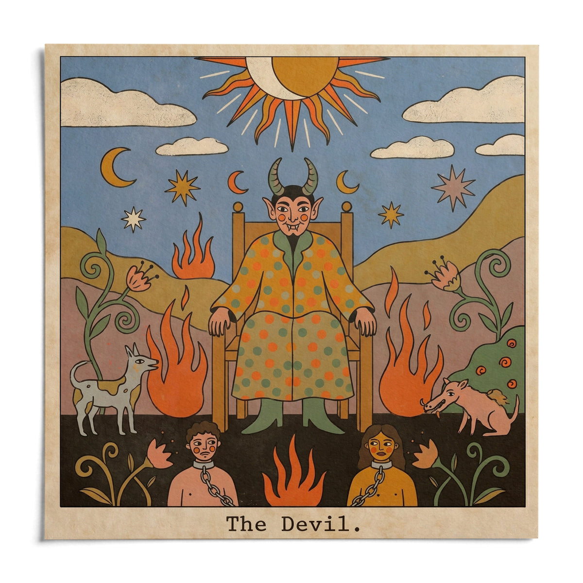 Tarot Card Devil Art, shown as an unframed paper print on a plain white background