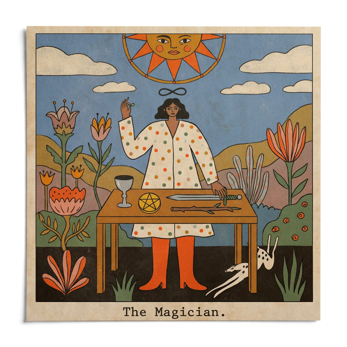 Tarot Magician Wall Art, shown as an unframed paper print on a plain white background