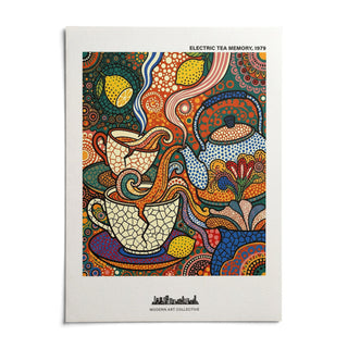 Tea Time Wall Art, shown as an unframed paper print on a plain white background