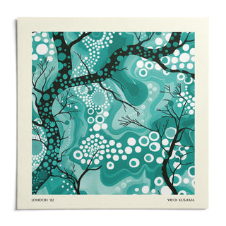 Teal Abstract Wall Art, shown as an unframed paper print on a plain white background