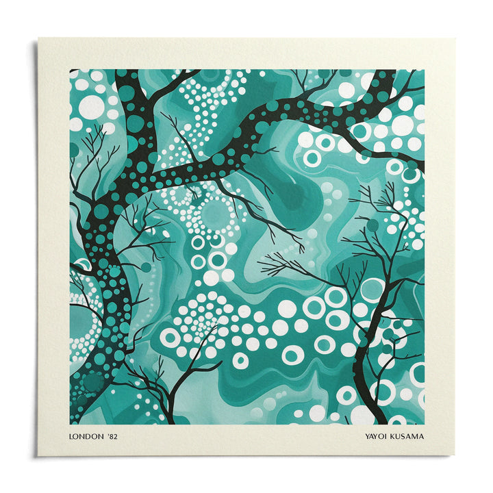 Teal Abstract Wall Art, shown as an unframed paper print on a plain white background