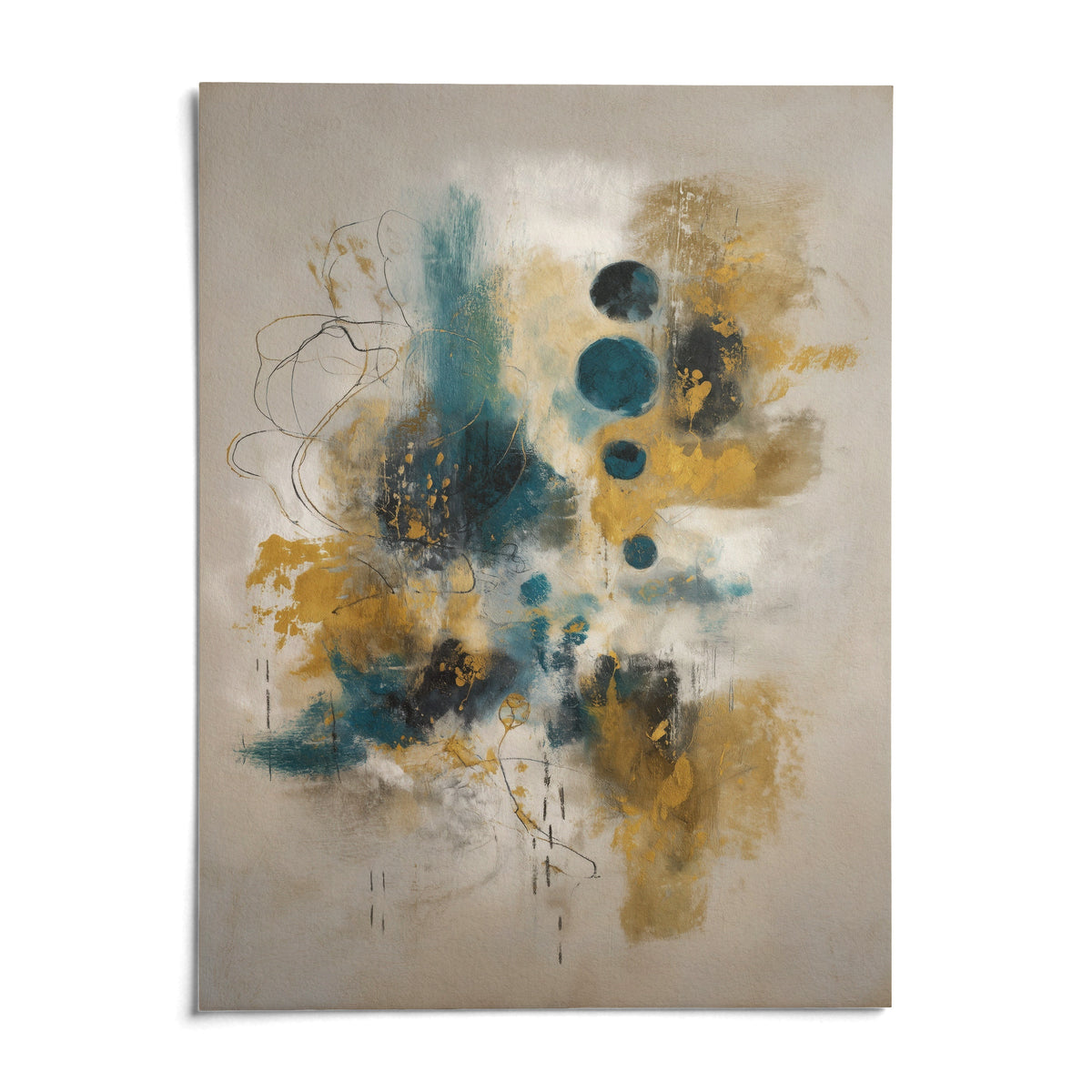 Teal And Black Art Print, shown as an unframed paper print on a plain white background