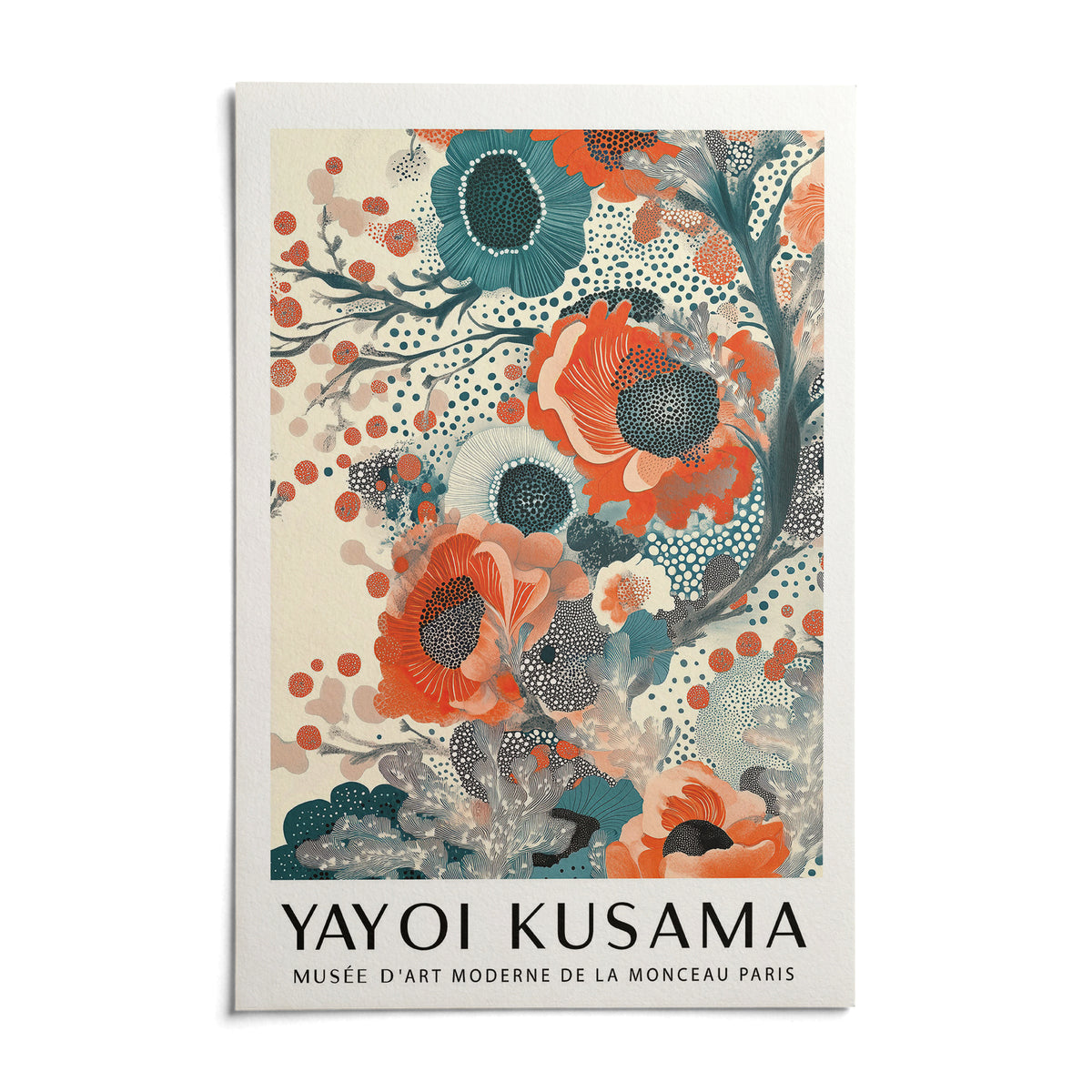 Teal and Orange Wall Art, shown as an unframed paper print on a plain white background
